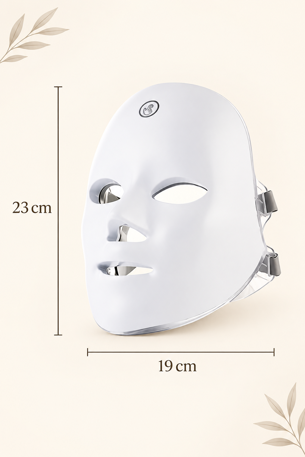 GlowPro mask size graphic in metric